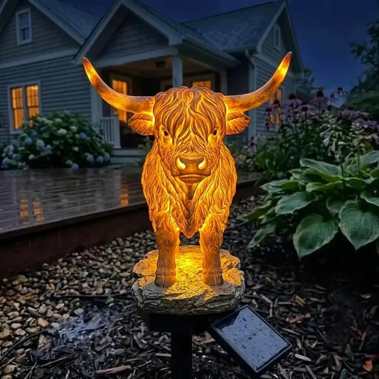 Highland Cow napelemes kerti lámpa