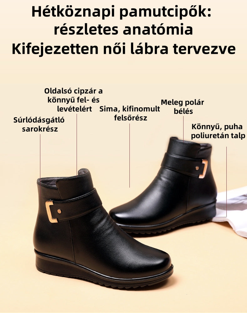(❄️Utolsó nap, 70% kedvezmény) Ne maradj le! ⏰Kényelmes és meleg bőrcipők, 💧vízálló és csúszásgátló, ✅lábboltozat-támasztással a lábfájdalom hatékony enyhítésére.