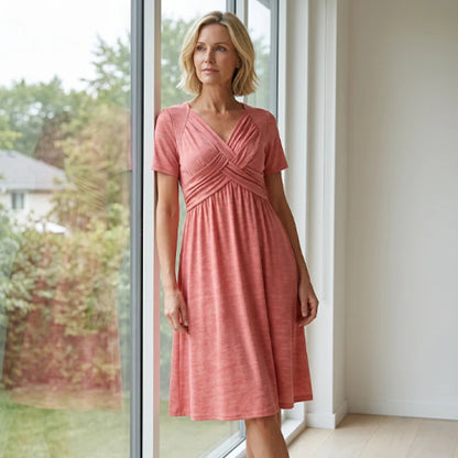 【S-3XL】👗Női V-nyakú rövid ujjú hosszú ruhák