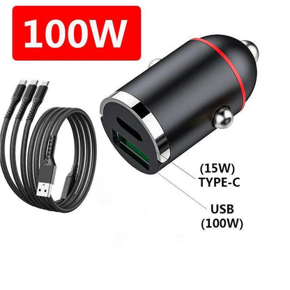 100 W-os intelligens autós töltő - Kettős gyorstöltés intelligens védelemmel