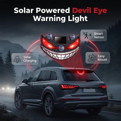 🚗✨ Napelemes ördögszem LED autó figyelmeztető fény –🔋 Rezgésérzékelővel, USB és napelemes töltéssel, univerzális illeszkedés 😈