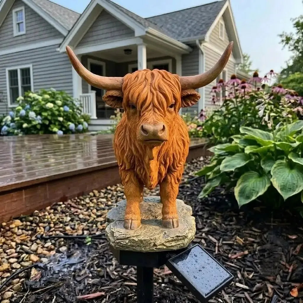 Highland Cow napelemes kerti lámpa