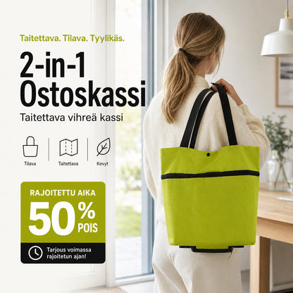 2 az 1-ben bevásárlószatyor, összecsukható zöld szatyor