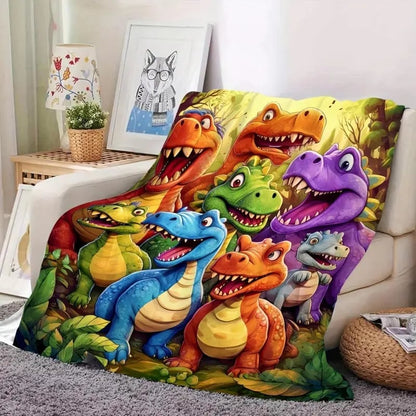 49% kedvezmény az e heti ajánlatokra🎉🎉Puha, vidám takaró aranyos, mosolygós dinoszauruszokkal HD, digitális nyomtatás, flanel