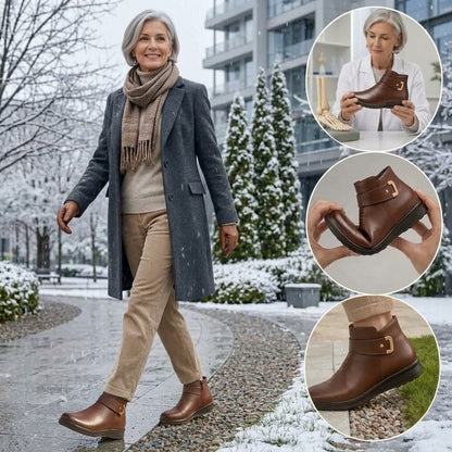 (❄️Utolsó nap, 70% kedvezmény) Ne maradj le! ⏰Kényelmes és meleg bőrcipők, 💧vízálló és csúszásgátló, ✅lábboltozat-támasztással a lábfájdalom hatékony enyhítésére.