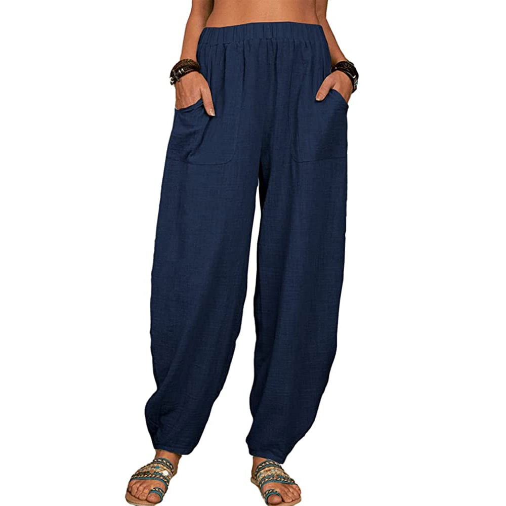 Loose cotton linen casual harem pants