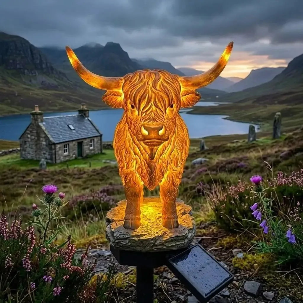 Highland Cow napelemes kerti lámpa