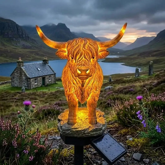 Highland Cow napelemes kerti lámpa