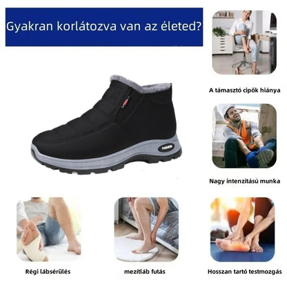(❄️Utolsó nap, 50% kedvezmény) Ne maradj le! ⏰Kényelmes és meleg valódi gyapjú cipők, 💧vízálló és csúszásgátló, ✅lábboltozat-támasztással a lábfájdalom enyhítésére.