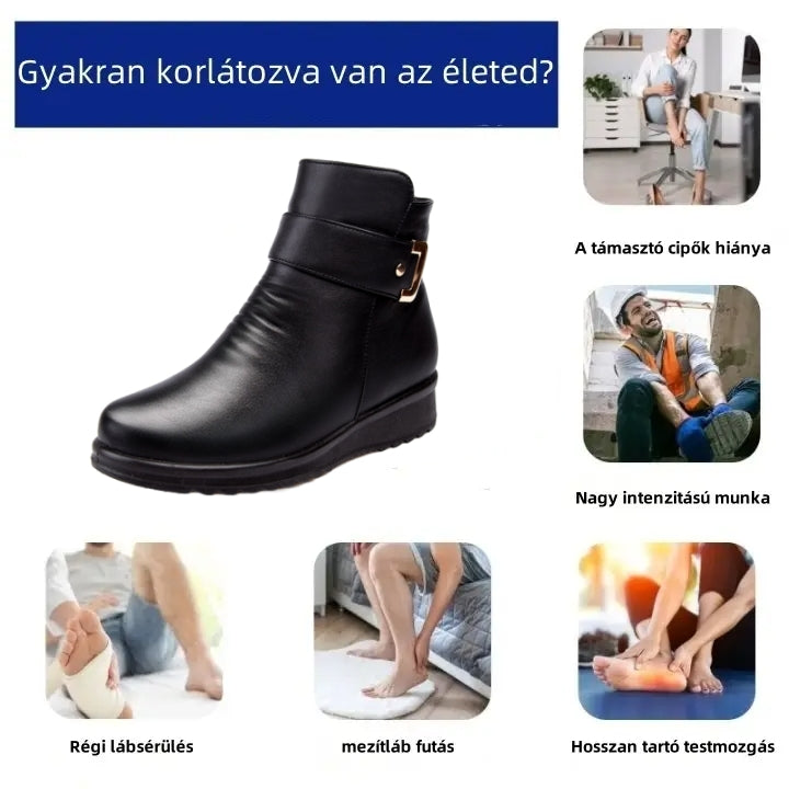(❄️Utolsó nap, 70% kedvezmény) Ne maradj le! ⏰Kényelmes és meleg bőrcipők, 💧vízálló és csúszásgátló, ✅lábboltozat-támasztással a lábfájdalom hatékony enyhítésére.